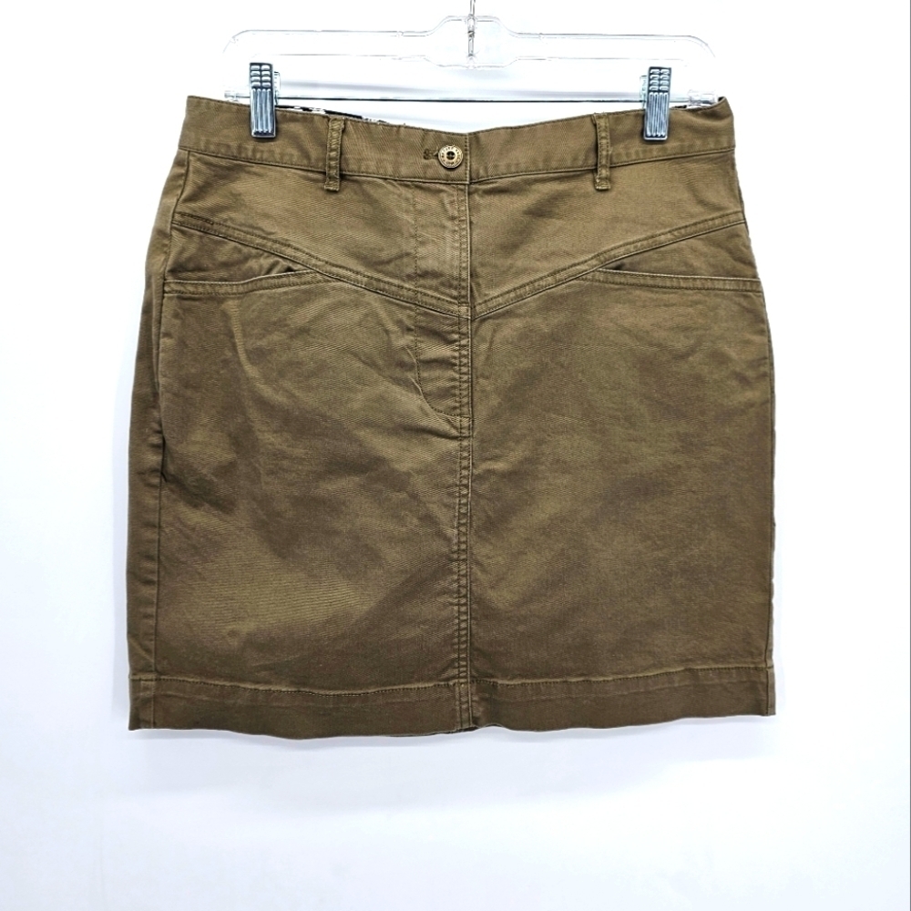 Brooks Brothers olive yolk front chino skirt women's size 8